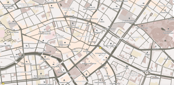 Die in beige gehaltene Karte zeigt das Scheunenviertel und die Spandauer Vorstadt als Ausschnitt.