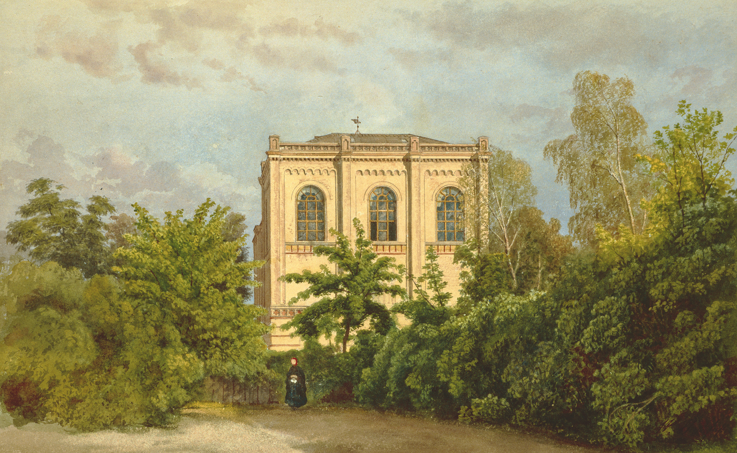 Gemälde eines Hauses im Grünen